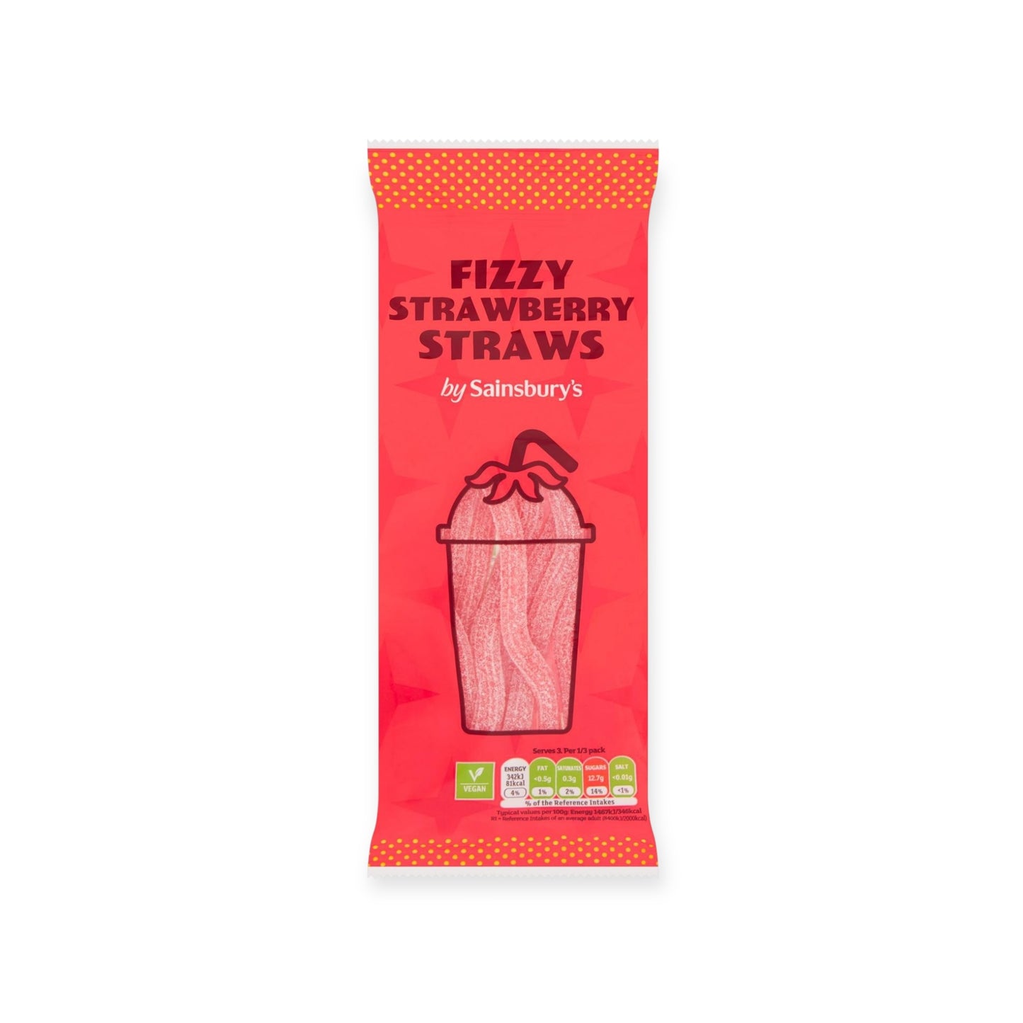 Fizzy Strawberry Straws 70g