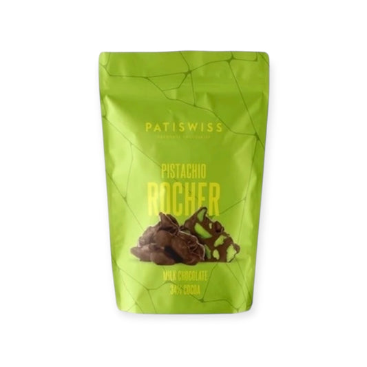 Patiswiss Pistachio Rocher Milk Chocolate 34% Cocoa 80g | Ansably