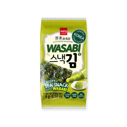 Wang Korean Roasted Seaweed 4g – Crispy, spicy seaweed snack with bold wasabi flavor